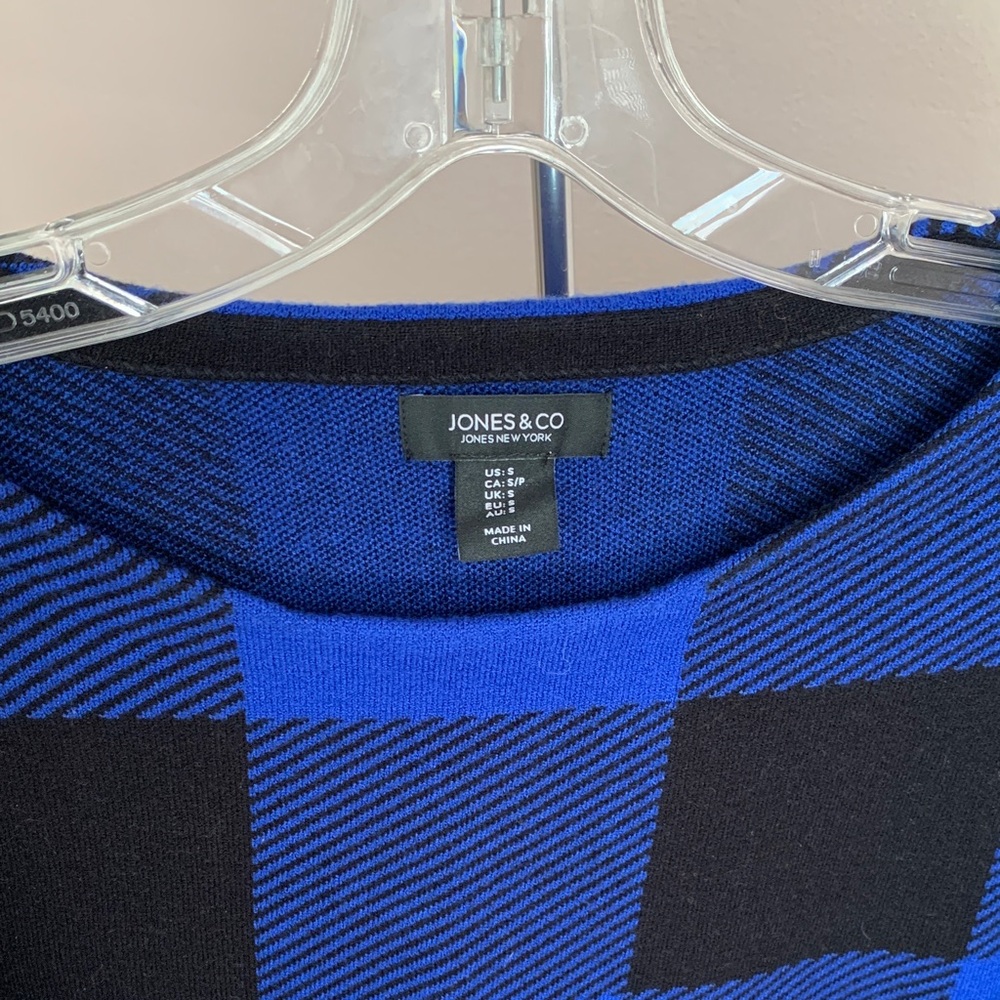 Jones New York Blue and Black Checkered Sweater - Picture 3 of 4